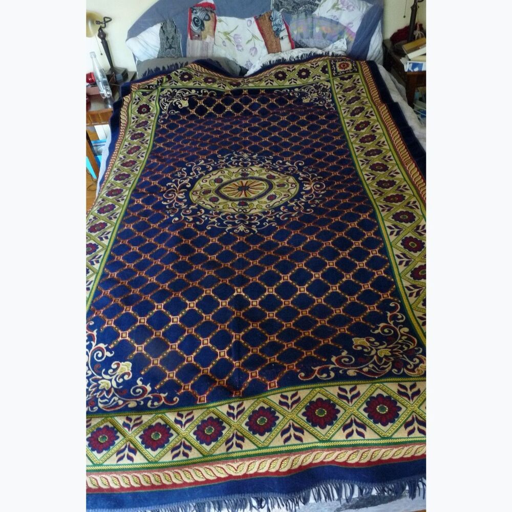 Vintage Selin Kadife Soft Plush Rug / bedspread Vibrant Colors Turkey 62x90"